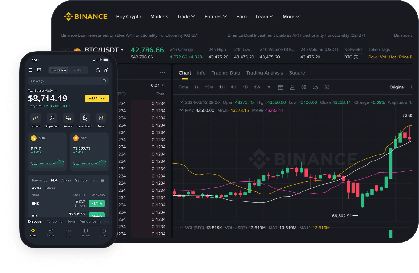 Binance mobile and desktop app